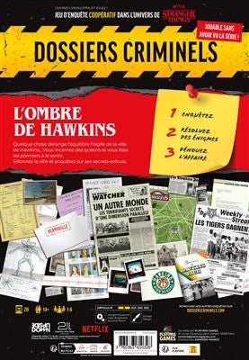 DOSSIERS CRIMINELS : Stranger Things - L'OMBRE DE HAWKINS - Jeu de plateau de stratégie coopératif - Rouge et Noir