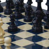Ensemble bois laqué bleu - ensemble d'échecs classique décoratif - Rouge et Noir