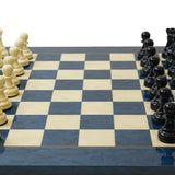Ensemble bois laqué bleu - ensemble d'échecs classique décoratif - Rouge et Noir