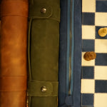 Ensemble d'échecs roulable magnétique - Cuir véritable - Bleu - ensemble d'échecs luxe classique jeu d'échecs de voyage en cuir véritable - Rouge et Noir