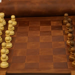 Ensemble d'échecs roulable magnétique - Cuir véritable - Classique - ensemble d'échecs luxe classique jeu d'échecs échecs de voyage en cuir véritable - Rouge et Noir