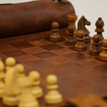 Ensemble d'échecs roulable magnétique - Cuir véritable - Classique - ensemble d'échecs luxe classique jeu d'échecs échecs de voyage en cuir véritable - Rouge et Noir