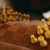 Ensemble d'échecs roulable magnétique - Cuir véritable - Classique - ensemble d'échecs luxe classique jeu d'échecs échecs de voyage en cuir véritable - Rouge et Noir