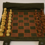 Ensemble d'échecs roulable magnétique - Cuir véritable - Vert / intérieur doré - ensemble d'échecs luxe classique jeu d'échecs échecs de voyage en cuir véritable - Rouge et Noir