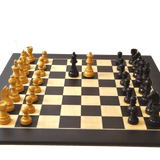 Ensemble design Français Wengé biseauté - Pièces buis teintées - ensemble d'échecs classique - Rouge et Noir