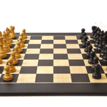 Ensemble design Français Wengé biseauté - Pièces buis teintées - ensemble d'échecs classique - Rouge et Noir