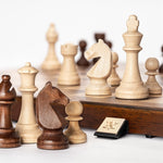 Ensemble jeu d'échecs en noyer et érable - pliant - 38 cm - Coffre d'échecs et jeu d'échecs de voyage - Rouge et Noir