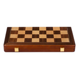Ensemble jeu d'échecs en noyer et érable - pliant - 38 cm - Coffre d'échecs et jeu d'échecs de voyage - Rouge et Noir