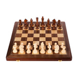 Ensemble jeu d'échecs en noyer et érable - pliant - 38 cm - Coffre d'échecs et jeu d'échecs de voyage - Rouge et Noir