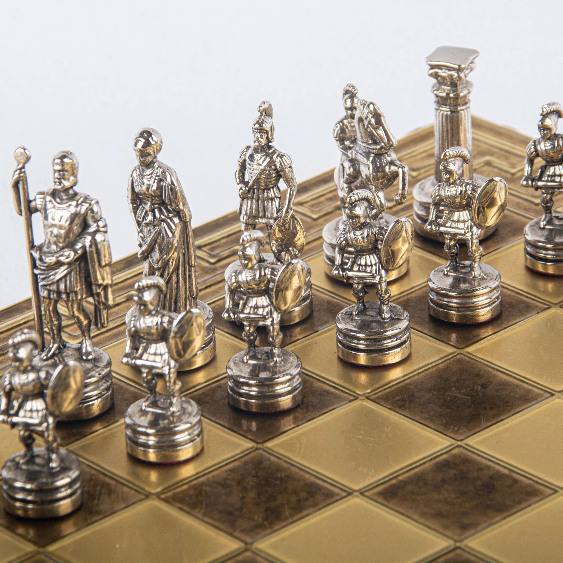 Ensemble jeu d'échecs Greco - romain en métal - Manopoulos - ensemble échecs décoratif - Rouge et Noir