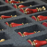 Ensemble Luxe Métal et Perle - Rouge et Or - ensemble d'échecs classique et décoratif luxe - Rouge et Noir