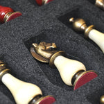 Ensemble Luxe Métal et Perle - Rouge et Or - ensemble d'échecs classique et décoratif luxe - Rouge et Noir