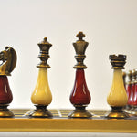 Ensemble Luxe Métal et Perle - Rouge et Or - ensemble d'échecs classique et décoratif luxe - Rouge et Noir