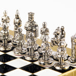 Ensemble métal - Byzantin - Noir et Or - ensemble d'échecs classique et décoratif - Rouge et Noir