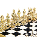 Ensemble métal - Byzantin - Noir et Or - ensemble d'échecs classique et décoratif - Rouge et Noir