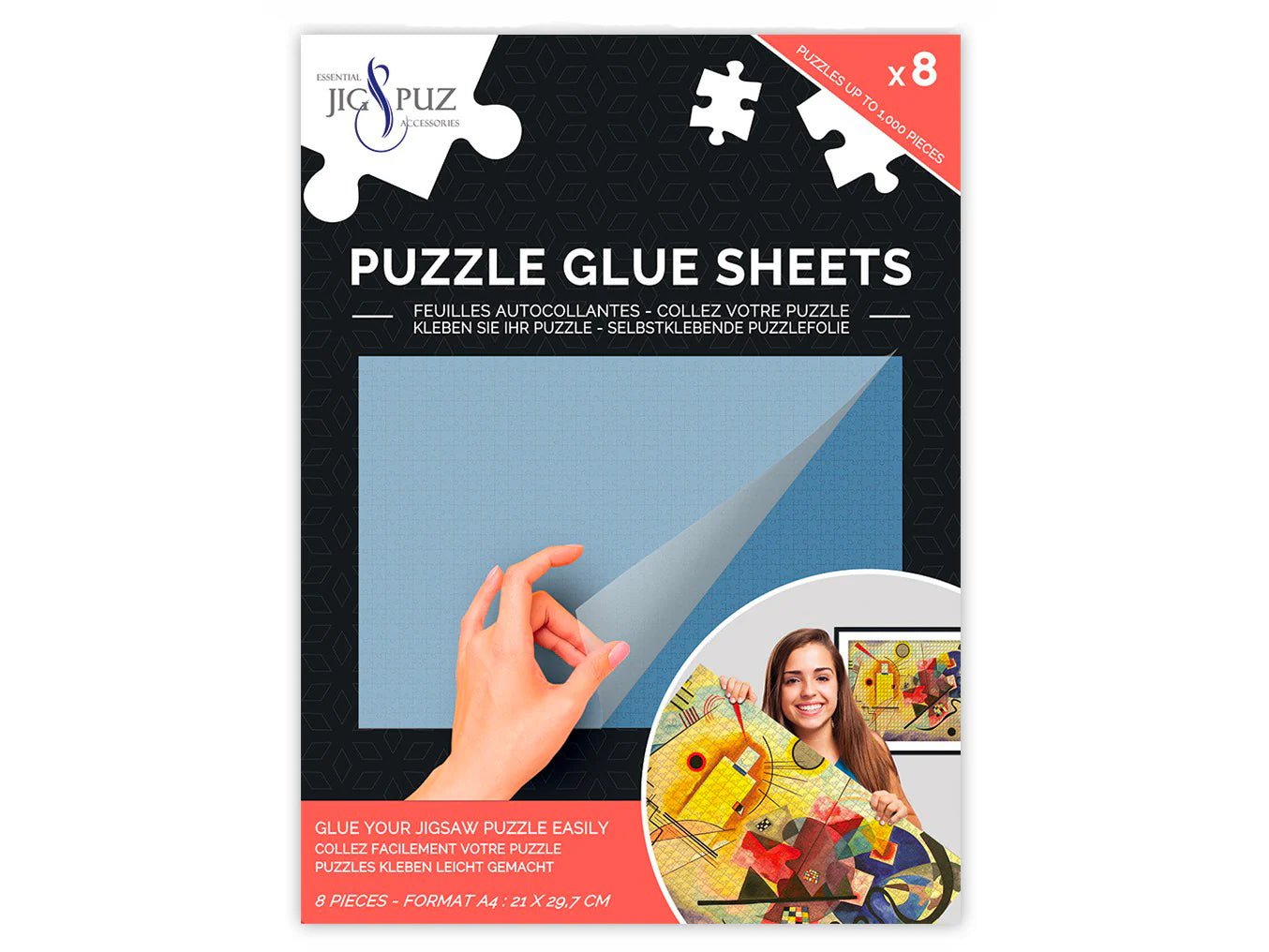 Feuille adhesive pour puzzle - accessoire puzzle - Rouge et Noir