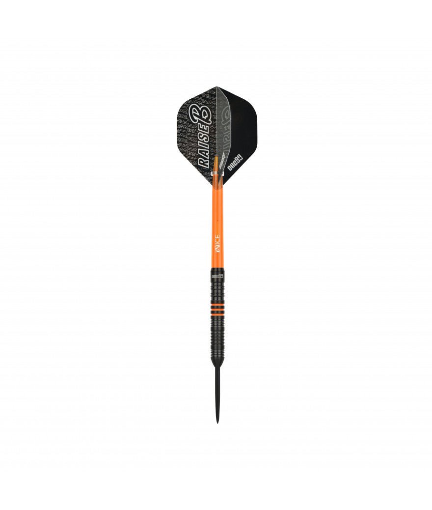 Fléchettes 80% Nickel Tungstène - Raise B - Orange - Fléchettes acier - Rouge et Noir
