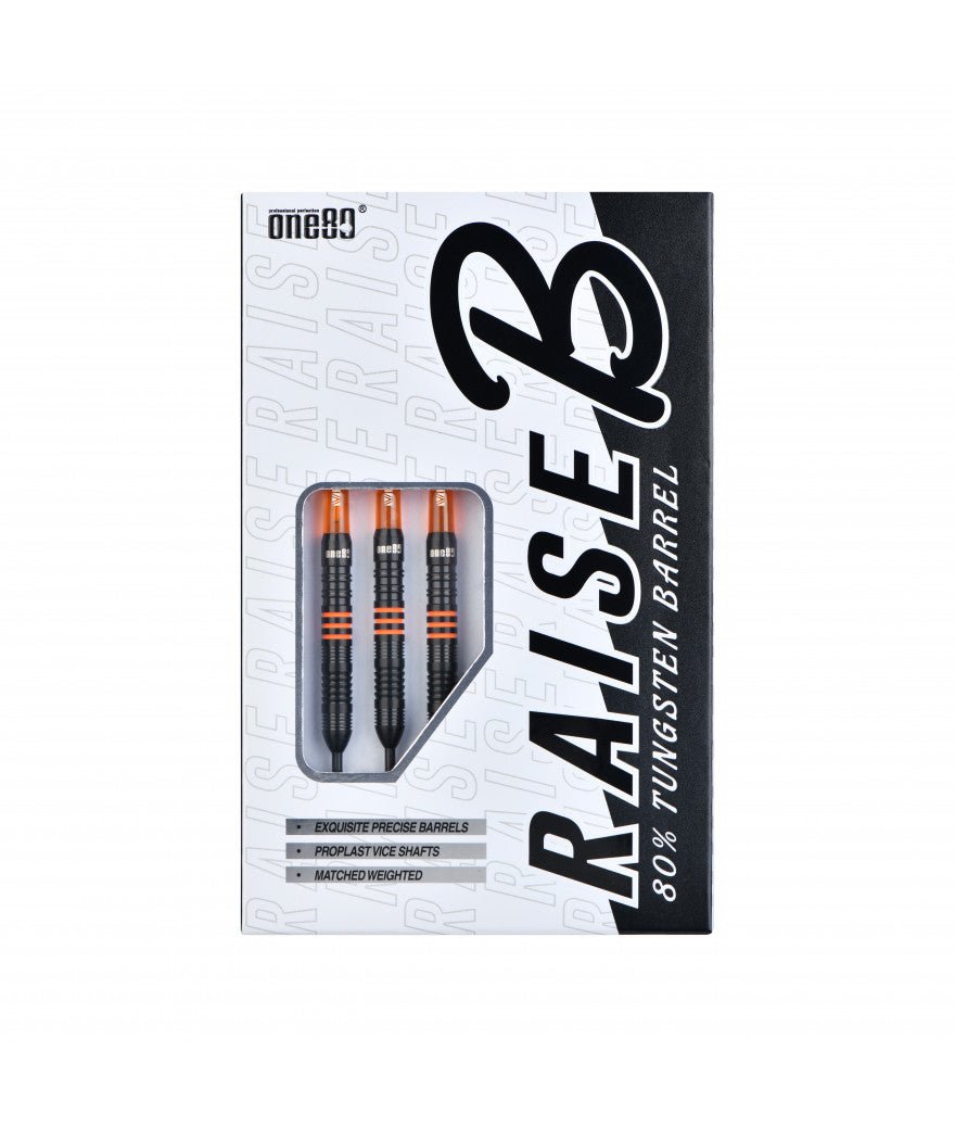 Fléchettes 80% Nickel Tungstène - Raise B - Orange - Fléchettes acier - Rouge et Noir