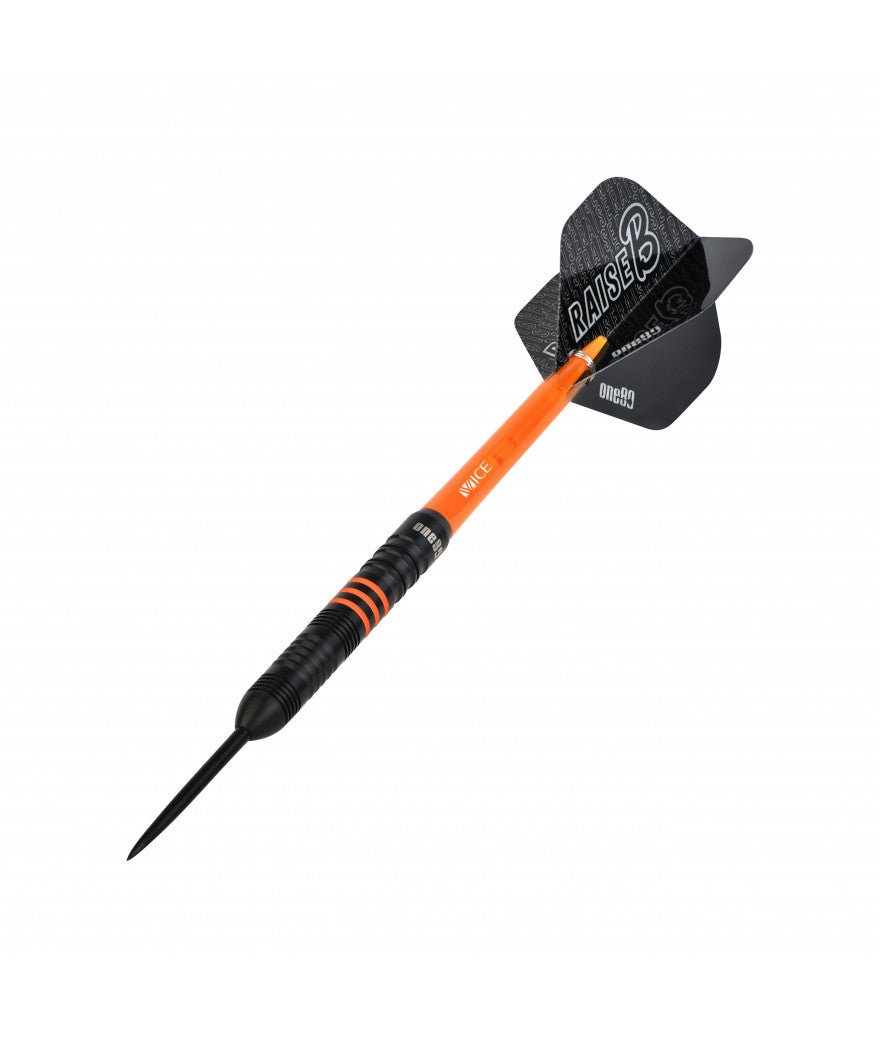 Fléchettes 80% Nickel Tungstène - Raise B - Orange - Fléchettes acier - Rouge et Noir