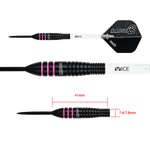 Fléchettes 80% Nickel Tungstène - Raise B - Rose - Fléchettes acier - Rouge et Noir