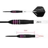 Fléchettes 80% Nickel Tungstène - Raise B - Rose - Fléchettes acier - Rouge et Noir