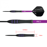 Fléchettes 80% Nickel Tungstène - Raise B - Violet - Fléchettes acier - Rouge et Noir