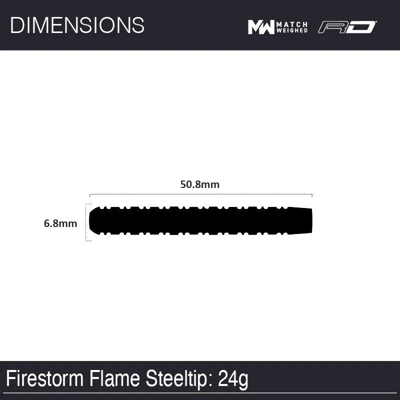 Fléchettes 90% Tungstène - Firestorm Flame - Winmau - Fléchettes acier - Rouge et Noir