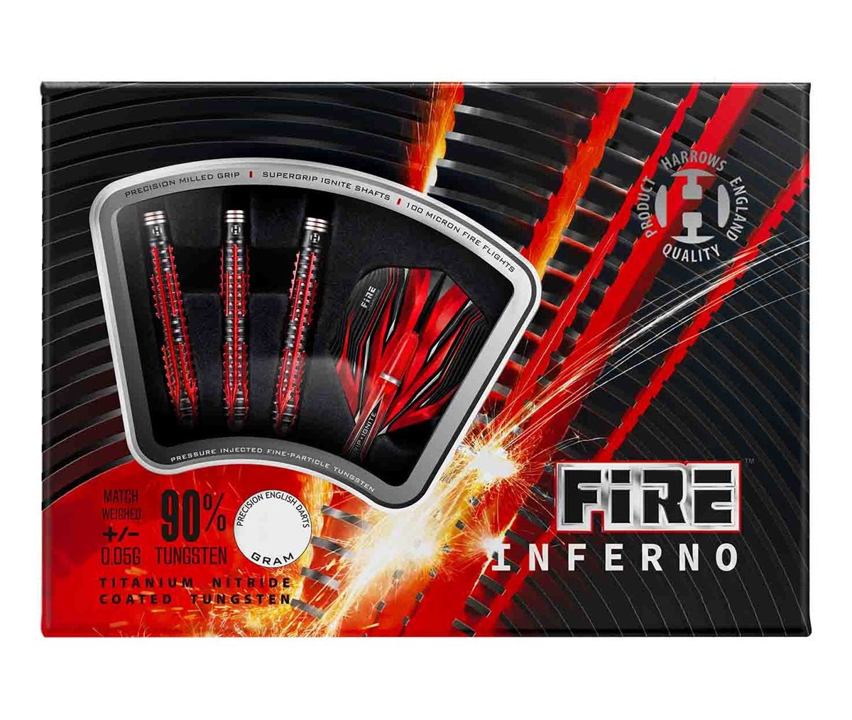 Fléchettes Soft - Harrows - Fire inferno - 90% tungestene - Fléchettes soft - Rouge et Noir