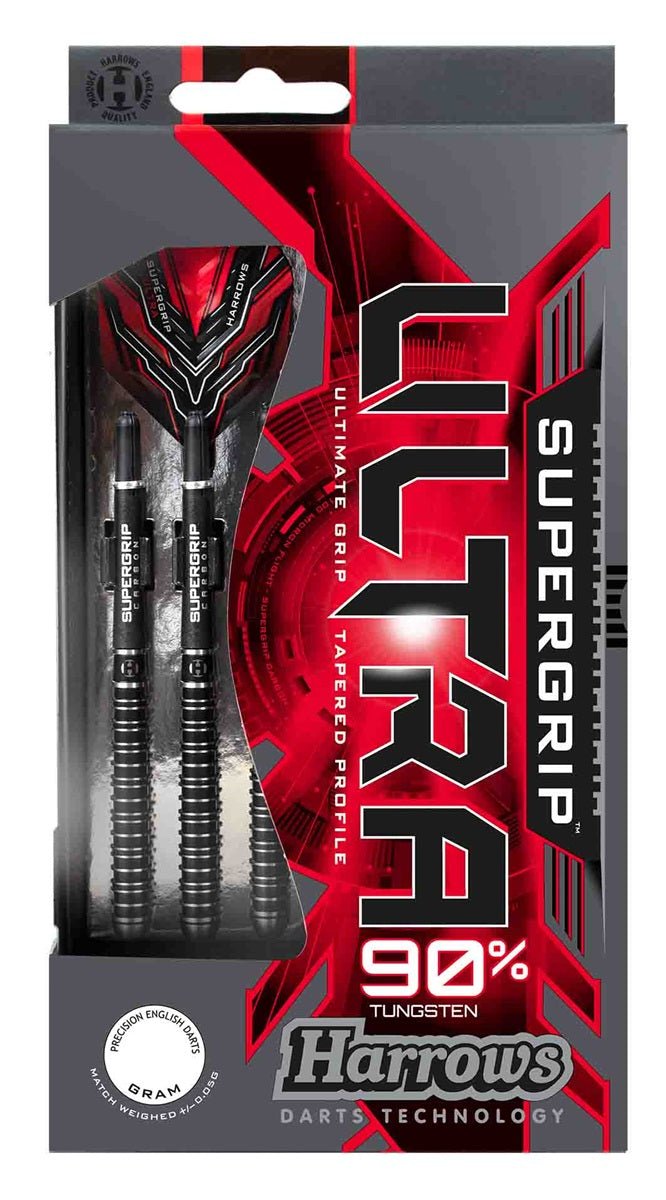 Fléchettes Soft - Harrows - Supergrip Ultra - 80% tungestene - Fléchettes soft - Rouge et Noir