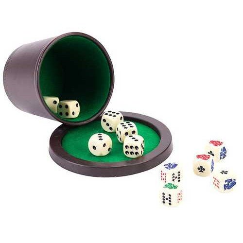 Godet avec couvercle + 6 dés et 5 dés poker - godet - Rouge et Noir