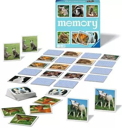 Grand Mémory des petits animaux - Cartes Enfants - Rouge et Noir