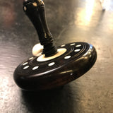 Toupie en ébène et Ivoirine à bouton - GM - Toupies cadeau bel objet - Rouge et Noir