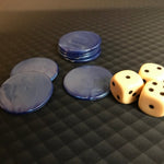 Jetons de 421 marbrés - Bleu - par 25 - jeu de dés coffret de dés - Rouge et Noir