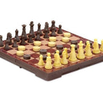 Jeu d'échecs de voyage en plastique magnétique - PM - 17 x 9 cm - jeu d'échecs de voyage - Rouge et Noir