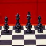 Jeu d'échecs en marqueterie de cuir - Exemplaire unique - Fabrication française - ensemble d'échecs luxe classique jeu d'échecs en cuir véritable - Rouge et Noir