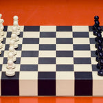 Jeu d'échecs en marqueterie de cuir - Exemplaire unique - Fabrication française - ensemble d'échecs luxe classique jeu d'échecs en cuir véritable - Rouge et Noir