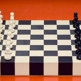 Jeu d'échecs en marqueterie de cuir - Exemplaire unique - Fabrication française - ensemble d'échecs luxe classique jeu d'échecs en cuir véritable - Rouge et Noir