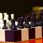 Jeu d'échecs en marqueterie de cuir - Exemplaire unique - Fabrication française - ensemble d'échecs luxe classique jeu d'échecs en cuir véritable - Rouge et Noir