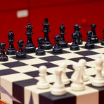 Jeu d'échecs en marqueterie de cuir - Exemplaire unique - Fabrication française - ensemble d'échecs luxe classique jeu d'échecs en cuir véritable - Rouge et Noir
