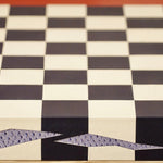 Jeu d'échecs en marqueterie de cuir - Exemplaire unique - Fabrication française - ensemble d'échecs luxe classique jeu d'échecs en cuir véritable - Rouge et Noir