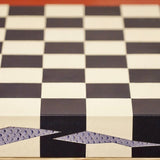 Jeu d'échecs en marqueterie de cuir - Exemplaire unique - Fabrication française - ensemble d'échecs luxe classique jeu d'échecs en cuir véritable - Rouge et Noir