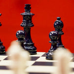 Jeu d'échecs en marqueterie de cuir - Exemplaire unique - Fabrication française - ensemble d'échecs luxe classique jeu d'échecs en cuir véritable - Rouge et Noir