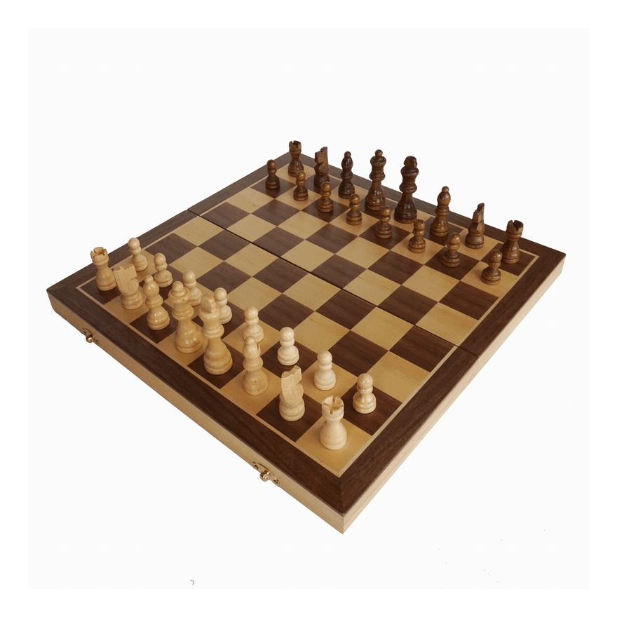 Jeu d'échecs pliant - 38 cm - Noyer Magnétique - Coffre d'échecs et jeu d'échecs de voyage - Rouge et Noir