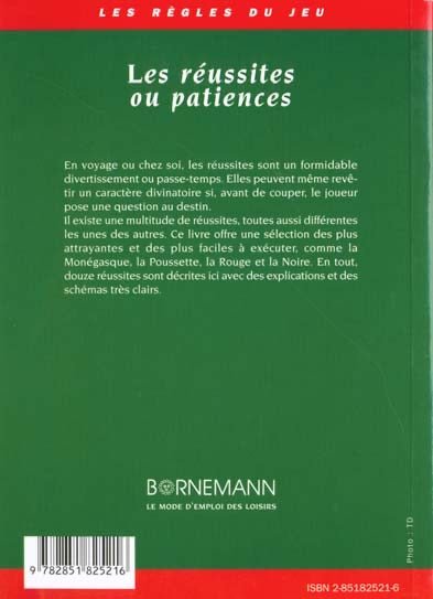 Les réussites ou patiences - Bornemann - Règles de Jeux - Librairie - Rouge et Noir
