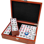 Mah - Jong - Coffret bois - Effet loupe - jeu traditionnel jeu de mah - jong - Rouge et Noir