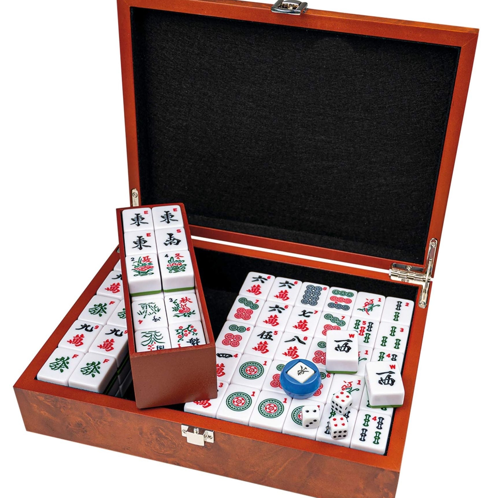 Mah - Jong - Coffret bois - Effet loupe - jeu traditionnel jeu de mah - jong - Rouge et Noir