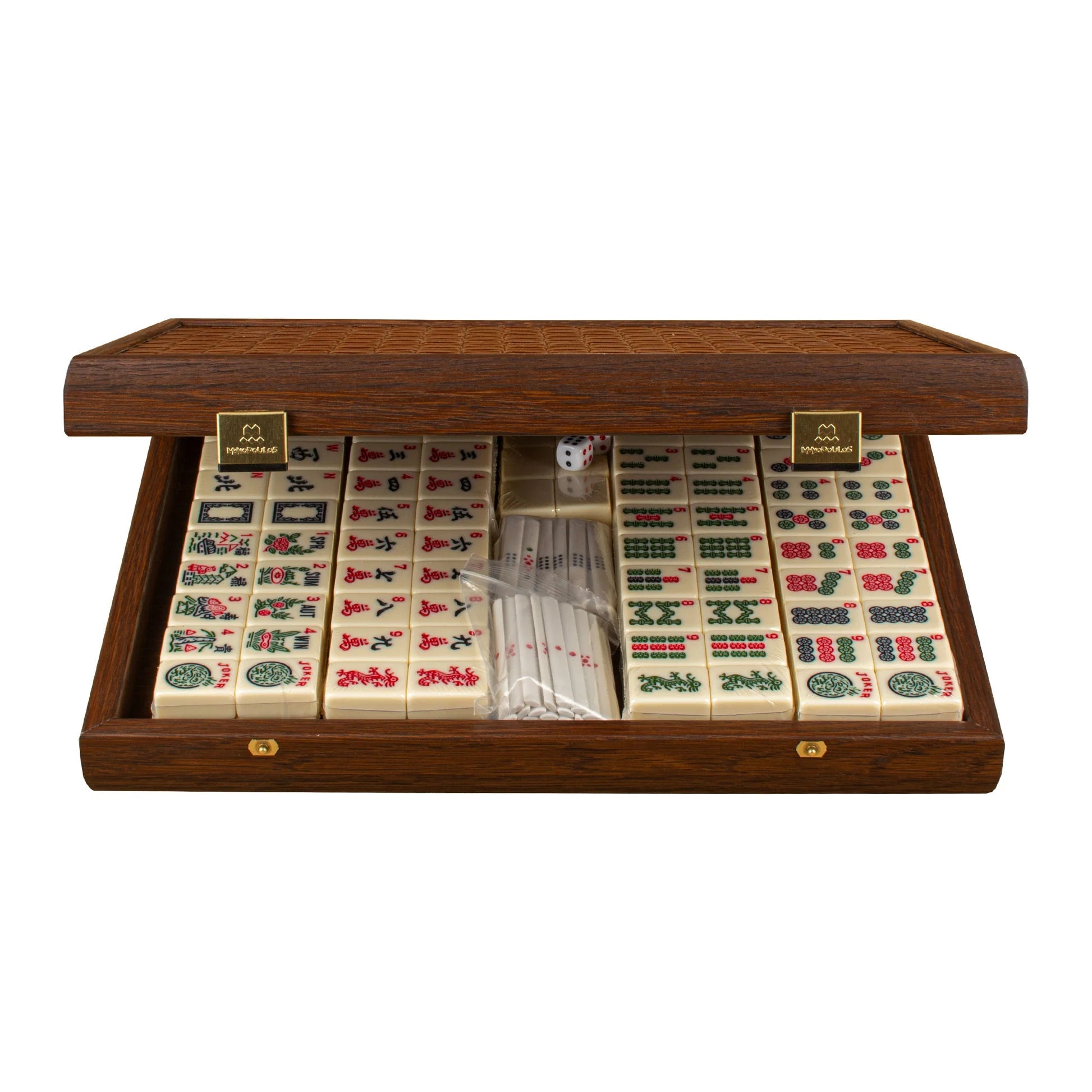 Mah - Jong - Coffret bois et cuir - Manopoulos - jeu traditionnel jeu de mah - jong - Rouge et Noir