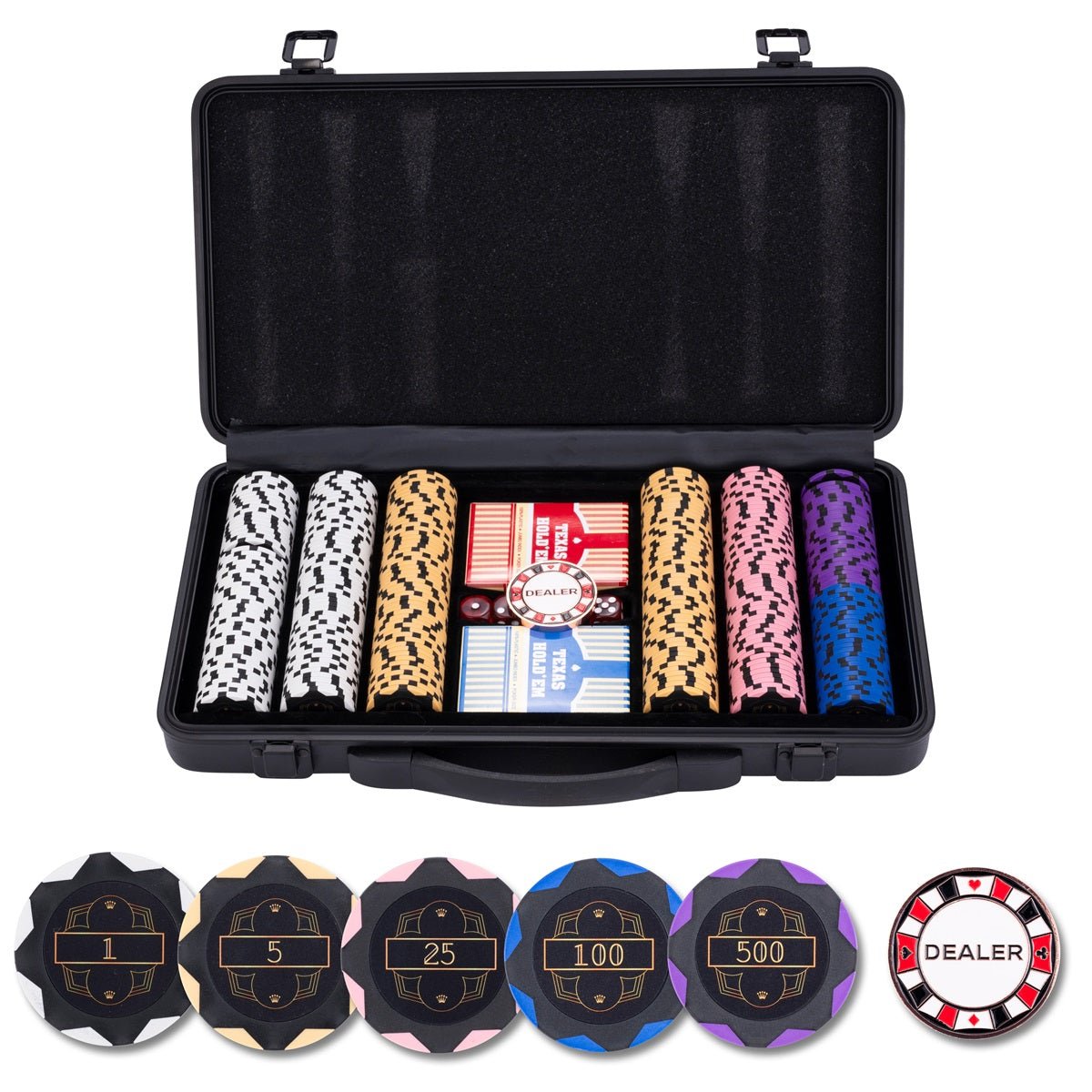 Mallette de 300 jetons - King of Clubs - Jetons en Clay 14 gr - mallette de poker aluminium - Rouge et Noir