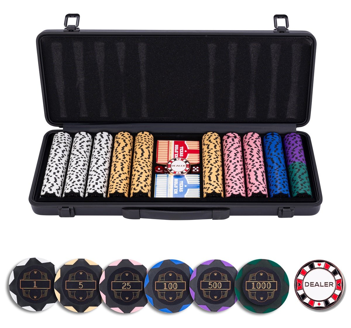 Mallette de 500 jetons - King of Clubs - Jetons en Clay 14 gr - mallette de poker aluminium - Rouge et Noir