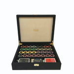 Mallette de poker en cuir grainé - Noir - coffret de poker de luxe - Rouge et Noir